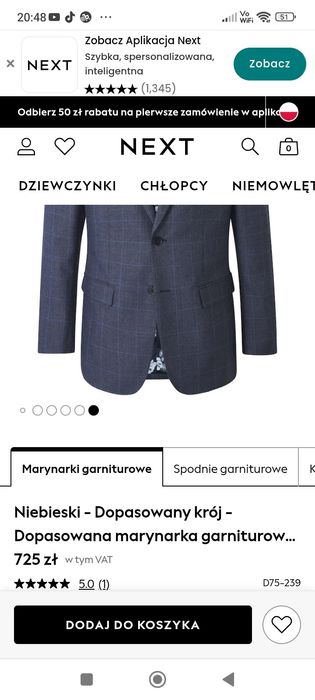 Marynarka Skopes Blue Tailored Fit Anello Check