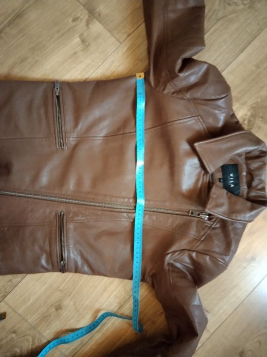 Brązowa kurtką ramoneska skóra naturalna S
