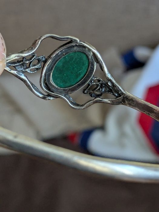 Kruk bransoletka srebrna  z kamieniem