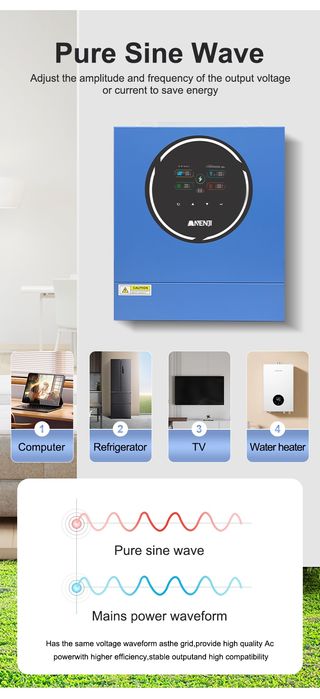 Гібридний інвертор Anenji ANJ-5KW-48V-WIFI, новий та тихий!