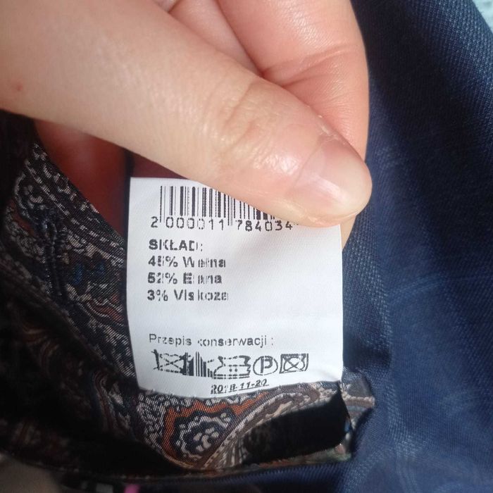 Garnitur w kratę granatowy ślub wesele elegancki wełna