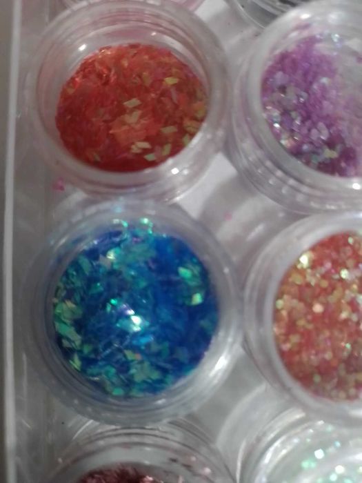 Nail art unhas, conj potes de purpurinas várias cores