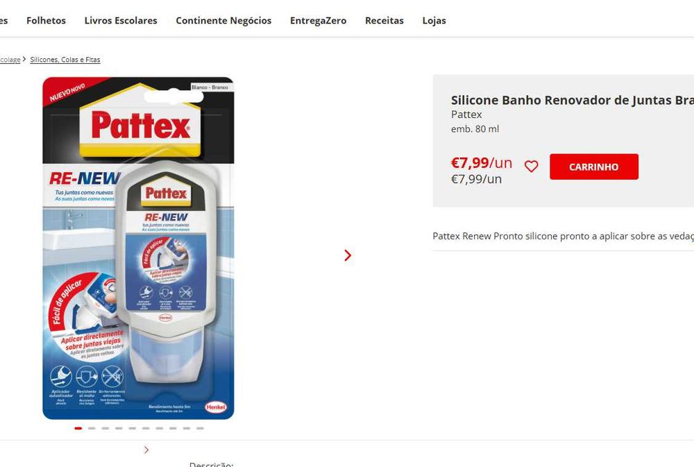 PATTEX PROFISSIONAL CASA BANHO silicone branco juntas fácil aplicação
