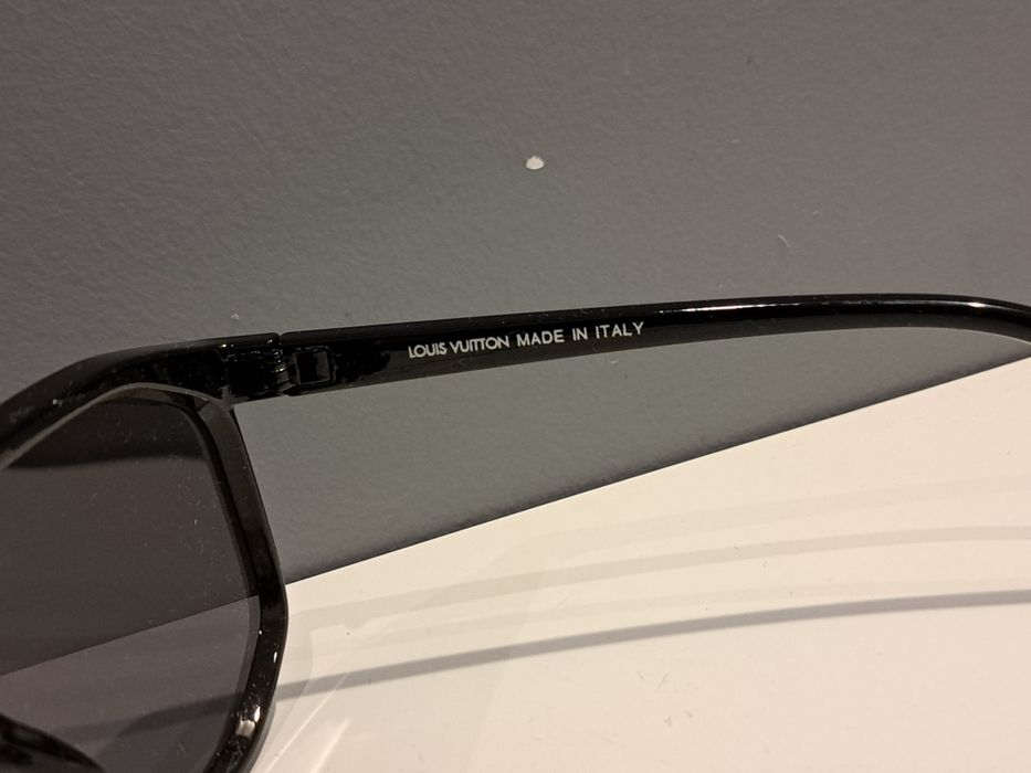 *LOUIS VUITTON czarne nowe męskie okulary przeciwsłoneczne zlote logo