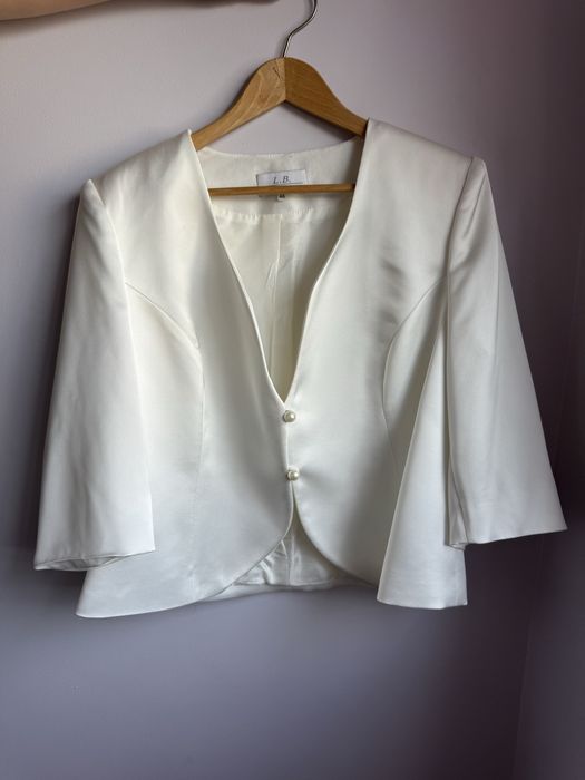 Biały żakiet elegancka marynarka 46 L.B