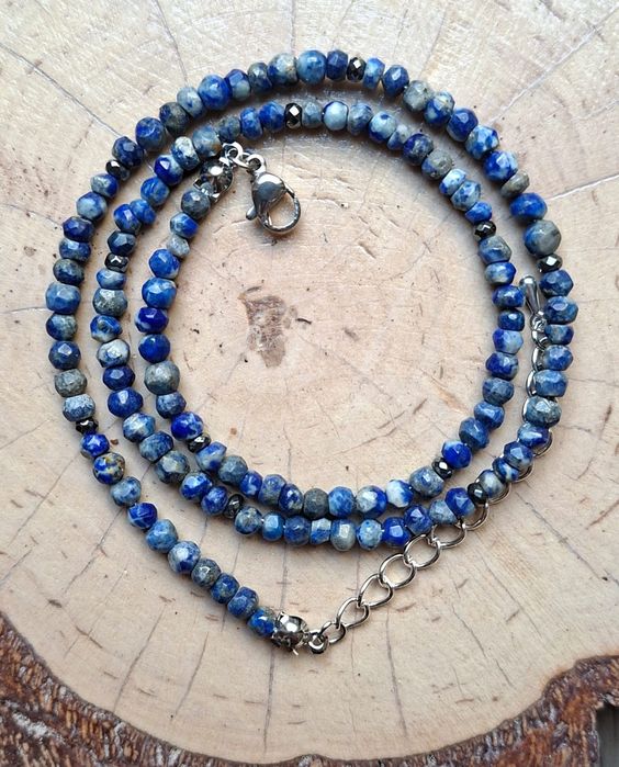 Lapis lazuli naszyjnik kamienie naturalne 43/48 cm Indie