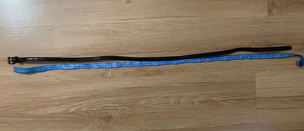 Cienki pasek imitacja skóry brązowy