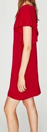 ZARA BASIC luźna sukienka ozdobne rękawki 34/XS