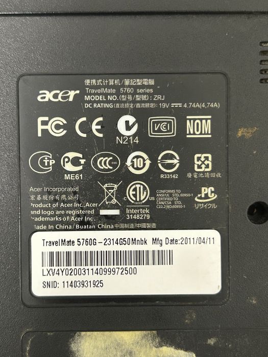 Acer TravelMate Windows 7