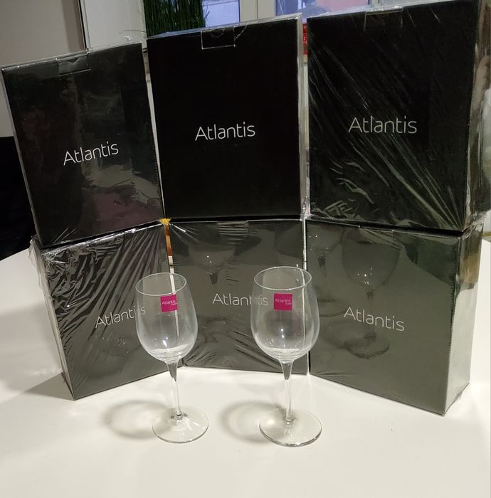 Conjunto Copos  de Vinho Branco Vista Alegre Atlantis Cristal - Novo