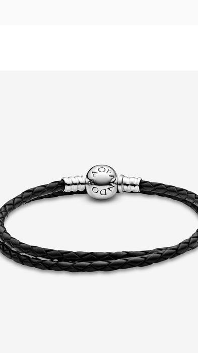 Pandora podwójnie pleciona bransoletka skórzana+torebka+pudełko ZESTAW