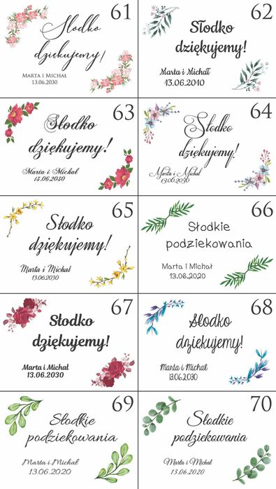 Naklejki na słoiczki 40ml miód prezenty dla gości personalizowane ślub