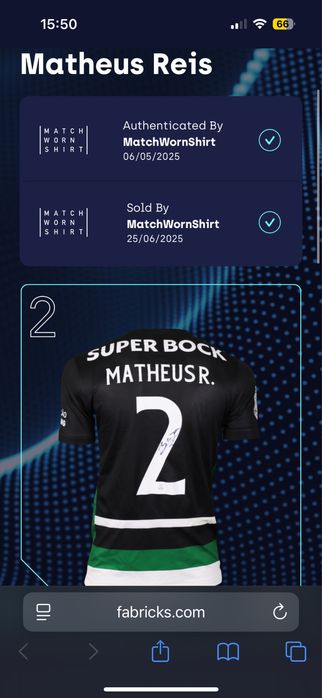 Match Worn Shirt Autografada Sporting Clube de Portugal
