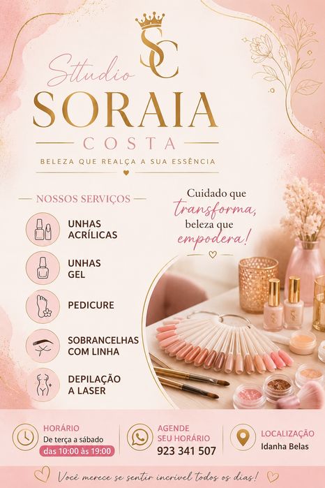 Unhas acrílico/gel,gelinho,pedicure, sobrancelhas c/linha