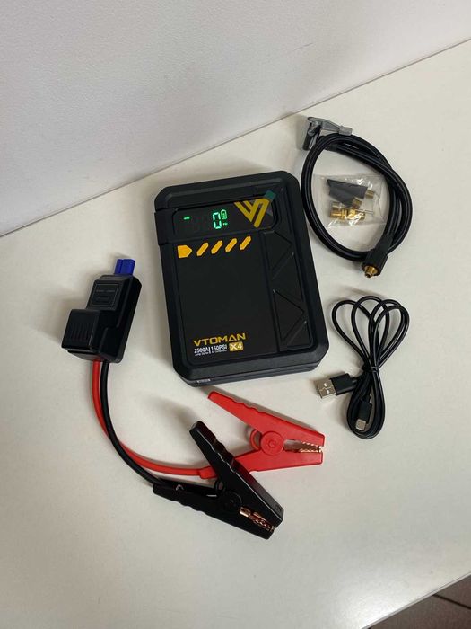VTOMAN X4 2500A Jump Starter z kompresorem 150 PSI powerbank 10000 mAh booster rozruchowy 12V do 8,5L benzyna 6L diesel – nowy