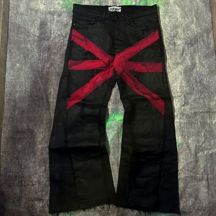 custom bootcut waxed jeans