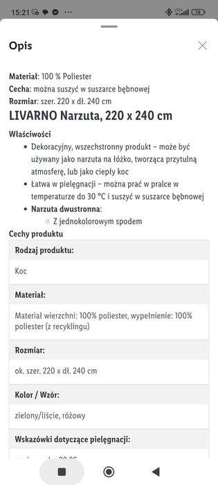 Narzuta na łóżko LIVARNO 220x240