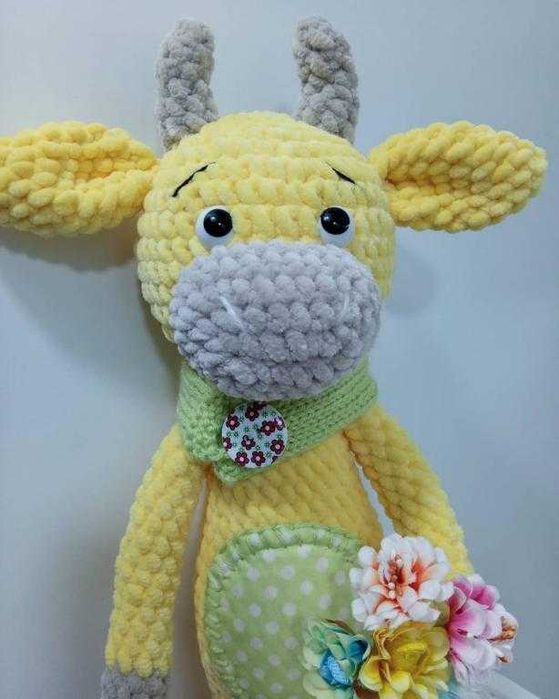 Новая вязаная Мягкая игрушка Prezzzent_ Бычок Мякиш Hand Made 38 см