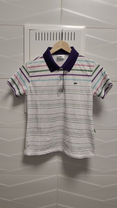 Polo Lacoste r. 40 / L białe paski