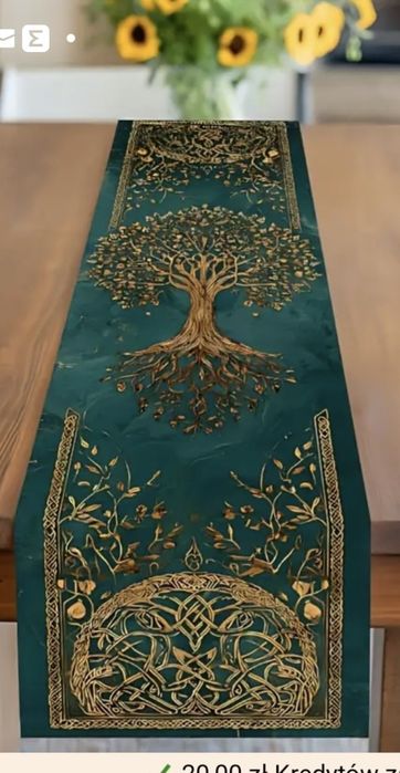Nowa duza flaga bieżnik drzewo zycia Celtic Wiccan Etno Vibtage 33x122 cm