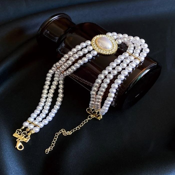 Чокер з перлинами, кольє жіноче, намисто буси, трендовий ланцюжок