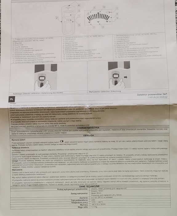 detektor wykrywania metalu, drewna i przewodów pod nap.