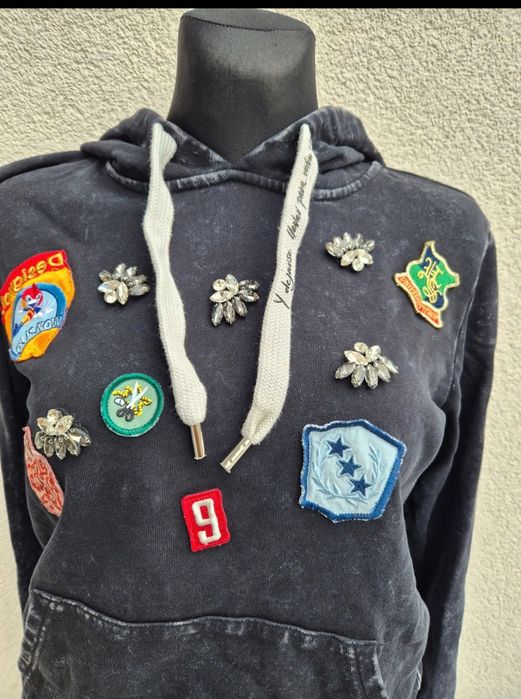 Bluza z kapturem Desigual nowa kamienie naszywki M kaptur