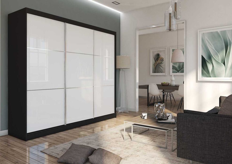 Szafa przesuwna 240 cm garderoba szkło lacobel szafa w połysku