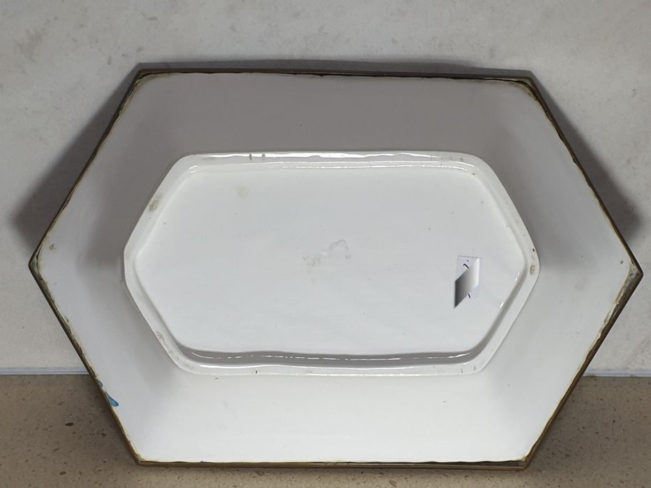 Raro antigo tabuleiro/centro mesa-esmalte pintado à mão-assinado