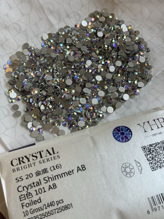 Стрази клейові YHB Crystal AB Bright аналог Swarovski SS16 SS20