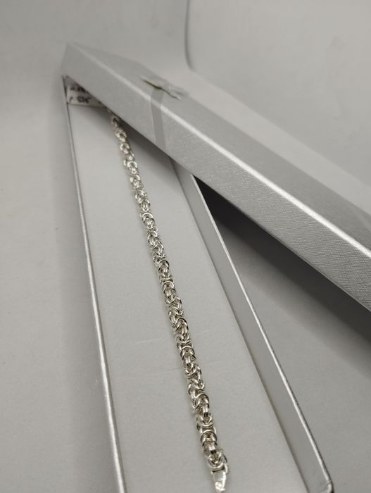 Srebrna bransoletka, królewski splot, próba 925, długość 20 cm