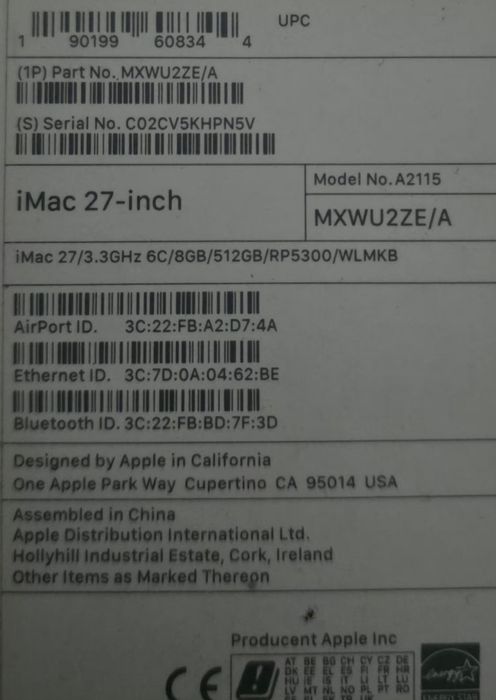 IMAC 27cali z 2020r komplet