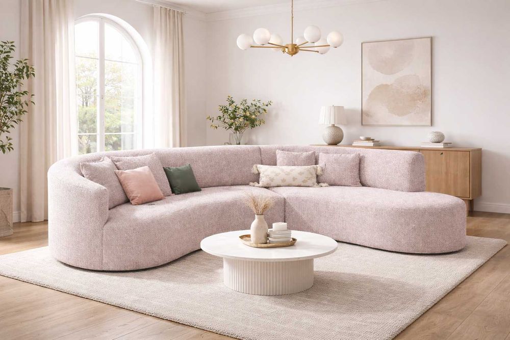 Nowoczesny narożnik 300x215 / Silver Pink // Designerska sofa / Nowy /POLSKI PRODUCENT