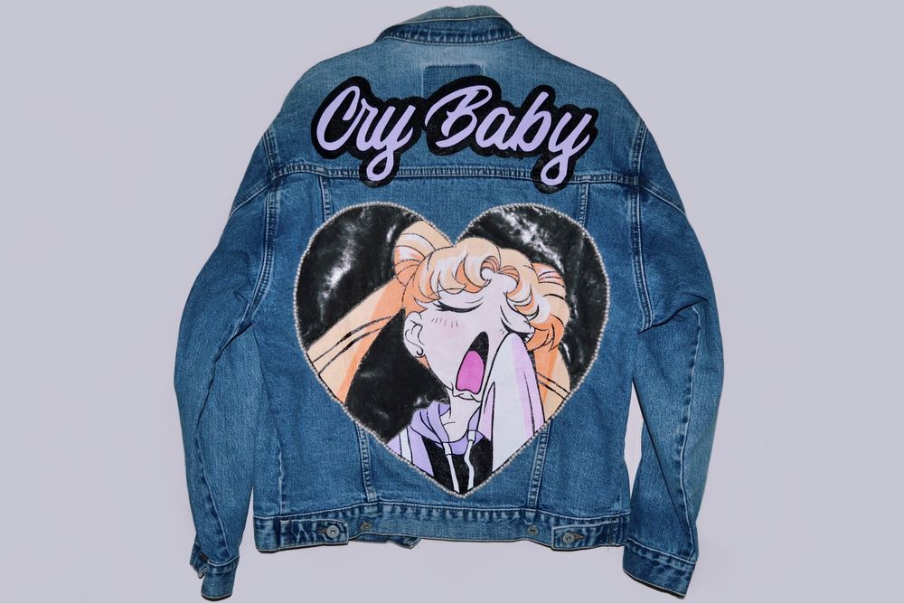 Вінтажна джинсова аніме куртка sailor moon