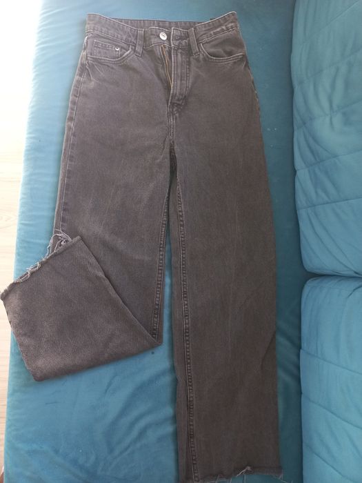 Jeansy szeroka nogawka szare hm roz xs 34
