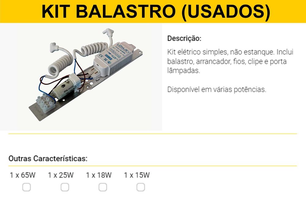 BALASTRO para lâmpada fluorescente (usados)