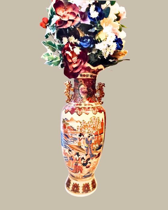 Par de Jarras Chinesas Monumentais Pintadas à Mão (1m + 80cm) – Decoração de Luxo