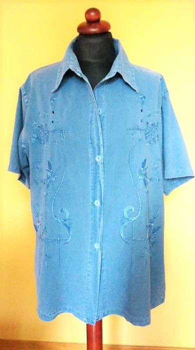 Koszula jeans hafty oversize XL