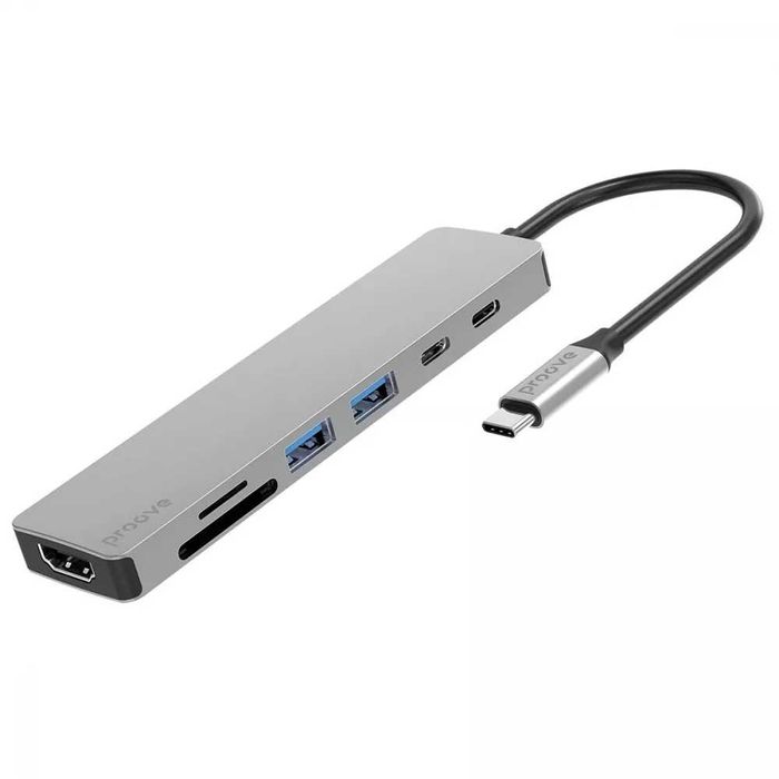 Type-C-Хаб Proove Iron Link 7 in 1 (2*Type-C+2*USB3.0+HDMI+SD/TF)