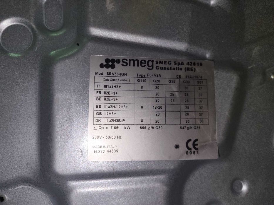 Placa de Gás SMEG SRV564GH – 60 cm – Aço Inoxidável – 4 Bicos – Usada