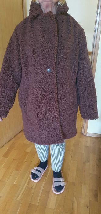 płaszcz baranek brazowy dużą