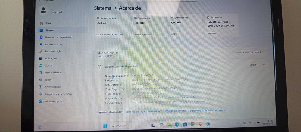 Portatil Packard Bell