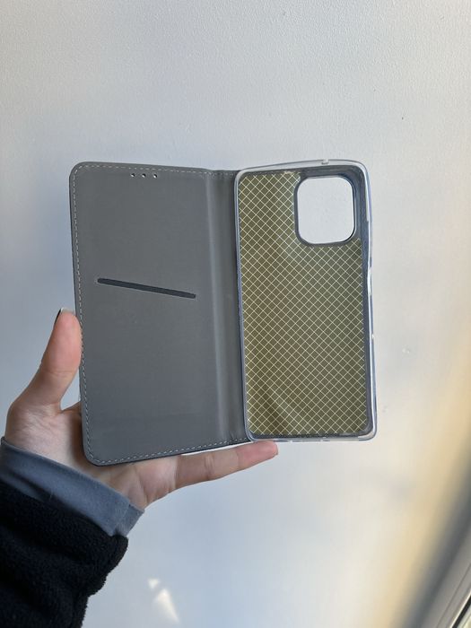 Szkło hartowane i etui zamykane niebieskie do MOTOROLA G75