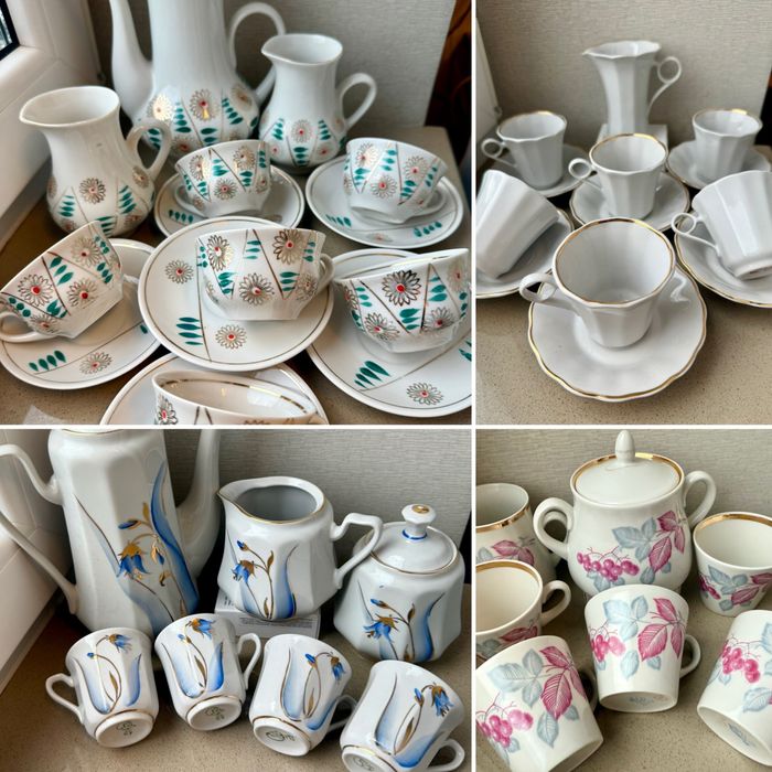 Фарфор ссср , чашки, блюдца, коростень