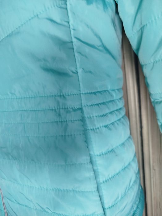 Seledynowa turkusowa kurtka jesienna damska z kapturem lekka 36 S