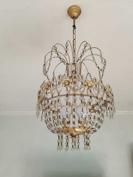 Candeeiro de Teto Vintage com Cristais - Elegância e Luxo