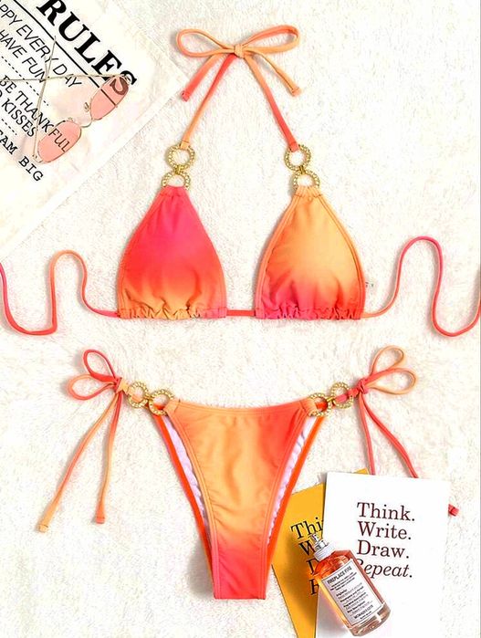Bikini strój kąpielowy ombre cyrkonie kamienie kryształki m