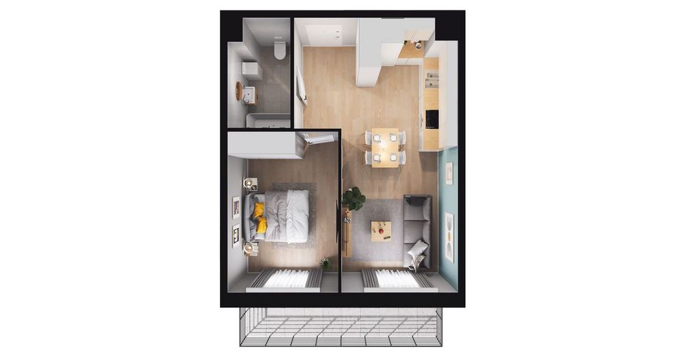 2-pokojowe mieszkanie 41m2 + balkon Bez Prowizji