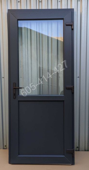 Drzwi PCV WEJŚCIOWE  Sklepowe 90x200 antracyt  Dostawa CAŁY KRAJ 150zł