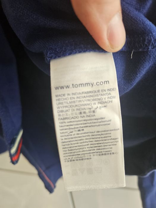 Bluzka polo z długim rękawem Tommy gilfiger denim rozmiar m granatowa